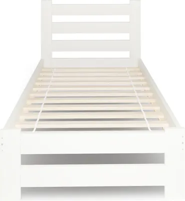 Produktbild von Holzbett 90x200 cm mit Lattenrost Modern Bett Bed Kiefer Massiv Bettgestell Einzelbett Massivholzbett Klassisch | Boho Landhaus Kopfteil flach natur