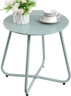 Produktbild von HollyHOME Beistelltisch Outdoor Balkontisch Klein Gartentisch Rund Metall