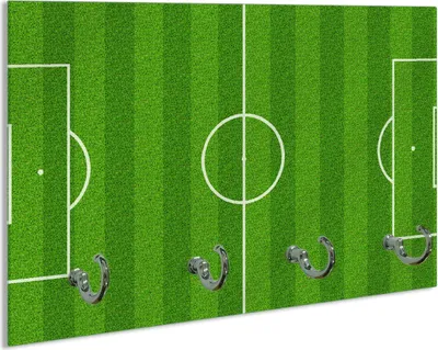 Produktbild von Wallario Schlüsselbrett aus Glas, Motiv: Fußballfeld, 30 x 20 cm mit 4 Haken