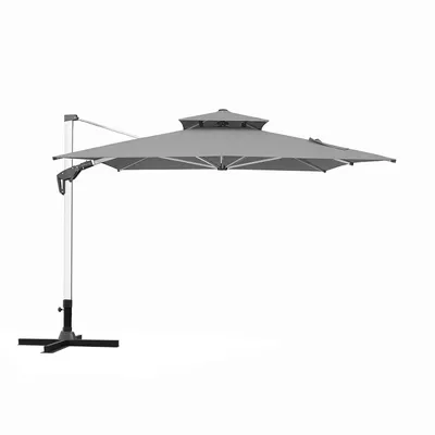 Produktbild von anndora Seitenmast-Ampelschirm 3x4 m mit Kurbel, UPF 50, Silbergrau