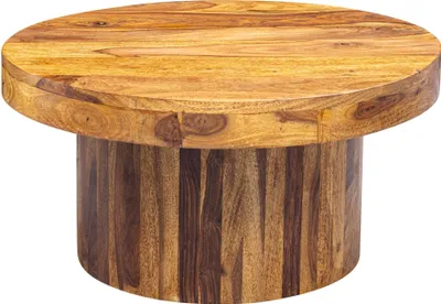 Produktbild von Couchtisch 60x30x60 cm Sheesham Massivholz Sofatisch | Design Wohnzimmertisch Rund | Stubentisch Kaffeetisch Braun | Tisch Wohnzimmer