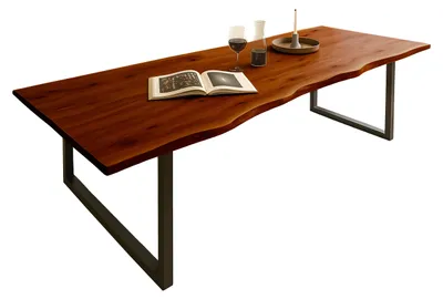 Produktbild von SAM® Esstisch Baumkante massiv Akazie nussbaum 280 x 100 schwarz QUINN