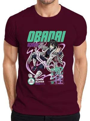 Obrázok produktu pre Obanai Iguro Demon Slayer Snake Hashira Anime Gift Japan Y2K Streetwear pánske tričko, bordová, L