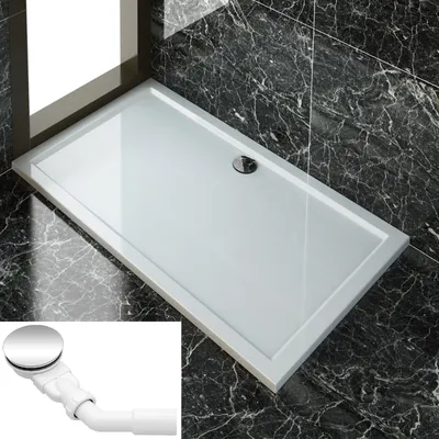 Image de SONNI Receveur de douche carré ABS 140x100x4cm avec garniture d'écoulement surface antidérapante
