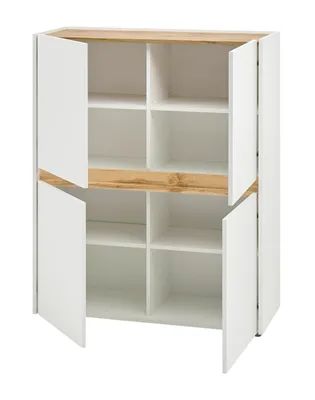Produktbild von Büroschrank Highboard "Center" in weiß und Wotan Eiche Stauraumschrank