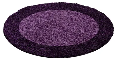 Productafbeelding van Ayyildiz Hoogpolig tapijt Paars 200 cm rond Shaggy vloerkleed lila met kader voor woonkamer slaapkamer – lange pool 30 mm