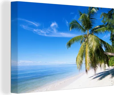 Zdjęcie produktu dla OneMillionCanvasses® - Obrazy na płótnie - 140x90 cm, Tropikalny - Piasek - Palma, Dekoracja ścienna - Zdjęcie na płótnie - Obraz na drewnianej ramie