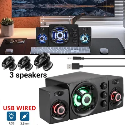 Produktbild von PC Lautsprecher mit Subwoofer System USB 3,5mm Klinke für Laptop Computer Bass