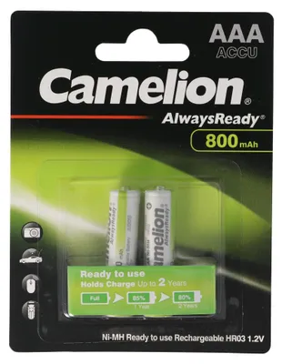 Produktbild von AAA, Micro LR3, HR03, NiMH Akku mit 800mAh in 2er Blisterverpackung, Always Ready mit geringer Selbstentladung, Ready to Use Akku