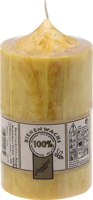 Produktbild von 100% Bienenwachs Stumpenkerze "Struktur" Honig 140 x Ø 75 mm