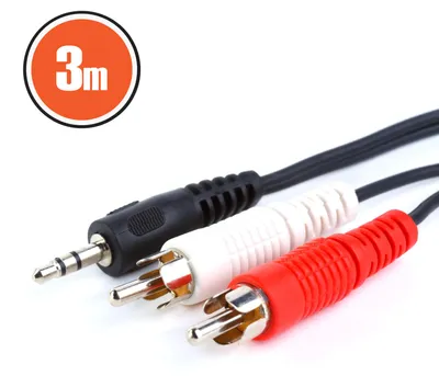 Image de Câble audio 3 mètres - 2 connecteurs RCA vers prise jack stéréo 3,5 mm - Câble de connexion multimédia et TV [20173], Image générée par une IA