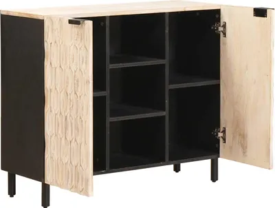 Produktbild von vidaXL Sideboard mit Regal Weiße gewaschene Oberfläche 90 x 33 x 75 cm