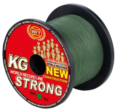 Produktbild von WFT 0,52mm 86kg Strong Green - 1000m geflochtene Angelschnur