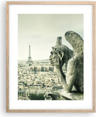Produktbild von Gerahmtes Poster - Rahmen in heller Eiche - Wasserspeier Paris Notre-Dame - 40x50 cm - Wand Bild - Wanddeko - Wandbilder - Kunstposter - Wandposter - Bilderrahmen - Bilder - P2NPA40x50-4544