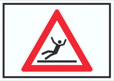 Produktbild von Vorsicht Rutschgefahr Weiss Symbol Schild A2 Rückseite selbstklebend