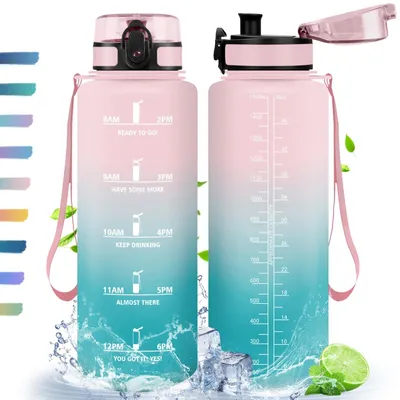 Zdjęcie produktu dla 1,5 L Butelka motywacyjna - butelka na wodę bez BPA do sportu i fitnessu