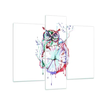 Produktbild von Bilder auf glas - Eule intelligent Geschöpf Kinder - 95x80cm - Glasbilder - Wandbilder - Kunstdruck - zum Aufhängen bereit - Wanddekoration aus Glas - Glas Bilder - Wandbild auf Glas - GCB95x80-2984