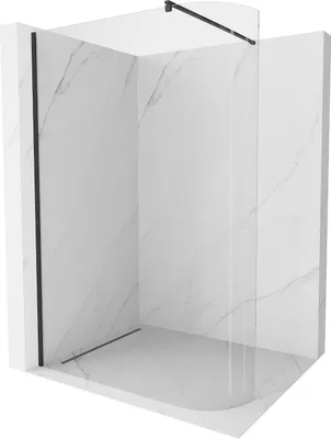 Produktbild von Mexen Kioto abgerundete Duschwand 90 x 200 cm, transparent 8 mm, Schwarz - 800-090-101-70-06