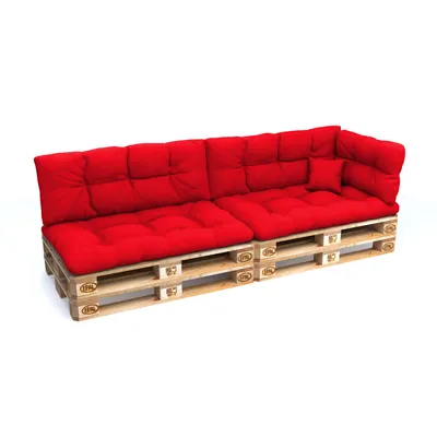 Produktbild von POKAR Palettenkissen mit schöner Steppung Auflage Palettensofa, Größe:6er Set, Farbe:Rot - Wasserdicht