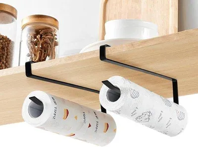 Produktbild von Küchenpapierhalter schwarz 2er Set hängend