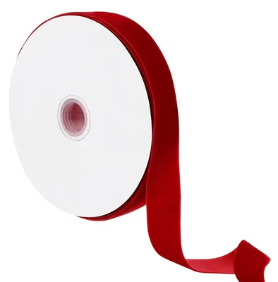 Produktbild von Samtband - Einfarbiges Dekoband aus Vintage-Samt - Zum Basteln und Dekorieren - Rot - 20 Yards