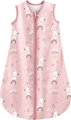 Produktbild von Babyzimmerslaapzak aus 100% Baumwolle 0,5 TOG für Jungen und Mädchen 0-6 Monate rosa Kaninchen