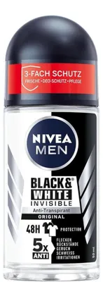 Produktbild von NIVEA Men Black & White Invisible Original, Männer, Antitranspirant, Roll-on Deodorant, Box, 50 ml, 48 h