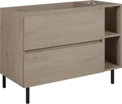 Image de Armoire de salle de bain de 100 cm (80 + 20) + pieds de meubles, couleur : chêne foncé