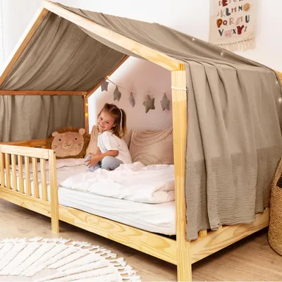 Produktbild von Himmel für Hausbett aus Musselin - Länge 320, 360 oder 420 cm