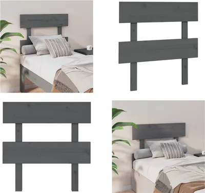 Produktbild von vidaXL Kopfteil Grau 93,5x3x81 cm Massivholz Kiefer - Kopfteil - Kopfteile - Bettkopfteil - Holzkopfteil
