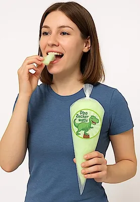 Produktbild von Zuckerwatte | grüne Dinozuckerwatte im Poly-Spitzbeutel 70g | mit Apfelgeschmack