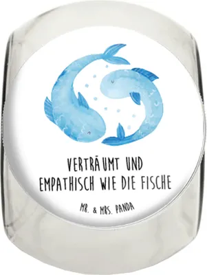 Produktbild von Mr. & Mrs. Panda keksdose glas Sternzeichen Fische L 870ml - Weiß - Geschenk, Vorratsbehälter, Vorratsglas, Bonboniere, Geburtstag März, Vorratsdose, Fisch, Kaffeedose