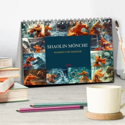 Produktbild von Shaolin Mönche - Weisheit und Disziplin (Tischkalender 2026 DIN A5 quer), CALVENDO Monatskalender