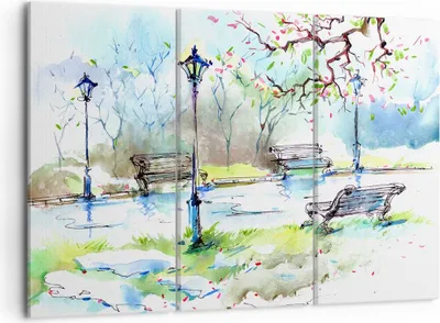 Produktbild von Bild auf Leinwand - Leinwandbild - Path urban Park Landschaft - 105x70cm - Wand Bild - Wanddeko - Leinwanddruck - Bilder - Kunstdruck - Wanddekoration - Leinwand bilder - Wandkunst - CE105x70-3035