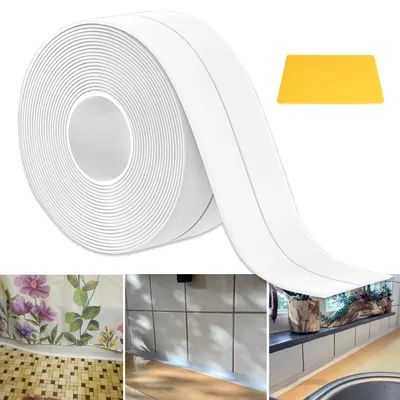 Obrázek produktu pro Samolepicí lišta, bílá, 2x2 cm, 6 metrů. Flexibilní podlahová lišta pro kuchyň a koupelnu