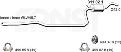 Produktbild von ERNST 311021 Vorschalldämpfer Schalldämpfer für FORD FIESTA III (GFJ)