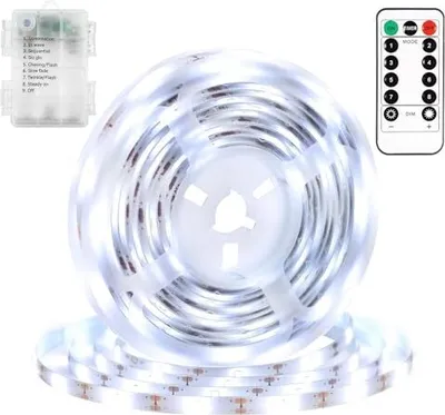 Produktbild von DBFAIRY 2 M LED-Streifenbatterie betrieben, 60 Fernbedienungs-Timer, selbstklebende Lichtstreifen Fernseher, Schlafzimmer, Zuhause, Partydekoration (w