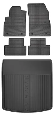 Productafbeelding van Rubberen automatten + kofferbakmat voor Opel Astra J 2009-2015 (sedan) – 5-delig, zwart, op maat – Wielganizator SolidPRO