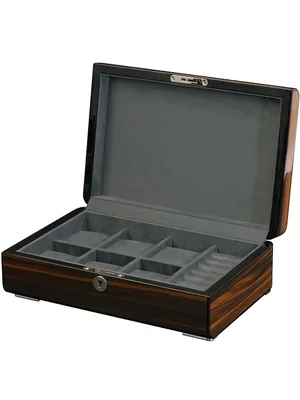 Produktbild von Rothenschild Uhrenschatulle RS-2433-EB für 6 Uhren und Manschettenknöpfe