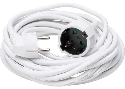 Produktbild von Netzanschlussleitung, 10m, 3x1,5qmm, 16A, weiß, IP20, Schutzkontaktstecker CEE 7/4 (Typ F), 3G1,5, Schutzkontakt-Stecker/Kupplung