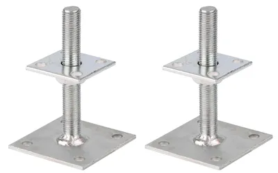 Produktbild von Alberts 2 x I-Pfostenträger, höhenverstellbar 30 - 150 mm, Platte 70 x 70 mm, galvanisch verzinkt, dickschichtpassiviert, zum Aufschrauben
