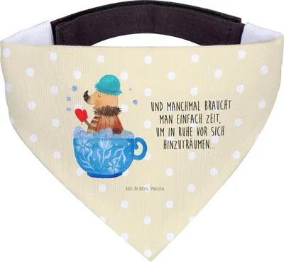 Produktbild von Mr. & Mrs. Panda Halstuch Für Hunde Nachtfalter Schaumbad - Gelb Pastell - Geschenk, Baden, Bad, Dreieckstuch, Hund, Schal, Bandana, Lustige Sprüche, Tasse, Badezimmer
