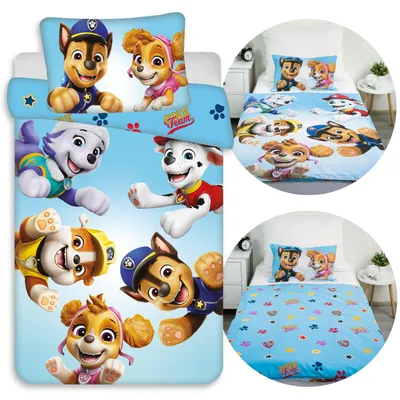 Produktbild von Paw Patrol, doppelseitige Kinderbettwäsche aus 100 % Baumwolle mit Reißverschluss, 100 x 135 cm + 40 x 60 cm,