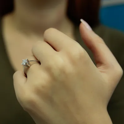 Produktbild von 0,42 Carat Diamant Solitär Ring Antragsring 14 Karat Weißgold - 51 (16,20 mm)