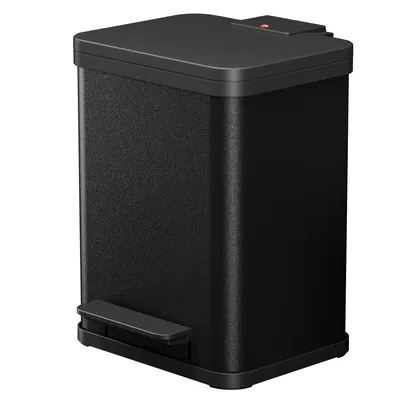 Produktbild von Hailo Öko duo Plus M Tret-Mülltrenner - freistehender 2 x 9 Liter Doppelmülleimer aus Stahlblech - Mülltrennsystem mit soft close Deckel - 2-fach Abfalltrenner für die Küche - Schwarz