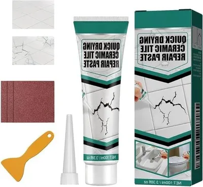 Image de Kit de réparation de carrelage blanc Pâte de réparation céramique Kit de réparation de baignoire 100g Kit de réparation d'émail résistant à l'eau et aux fuites Kit de réparation de lavabo en céramique