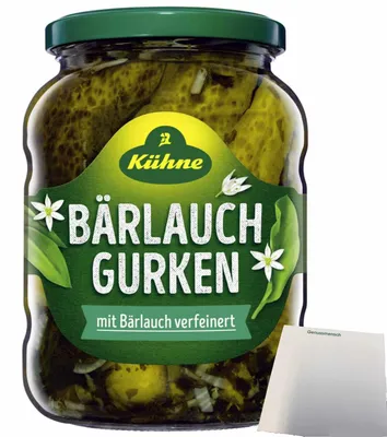Produktbild von Kühne Bärlauchgurken (670g Glas) + usy Block