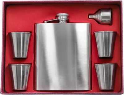 Produktbild von Gentelo Edelstahl Flachmann Set mit 4 Gläsern, 540 ml