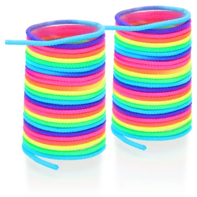 Produktbild von com-four® 2x Gummitwistband für Kinder - Hüpfgummi für Kinder in bunten Regenbogenfarben - dünne Springseile aus Gummi