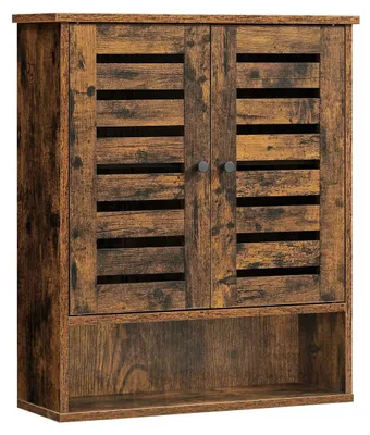 Image de Meuble Haut de Salle de Bain en Bois Rustique avec Étagère Ouverte